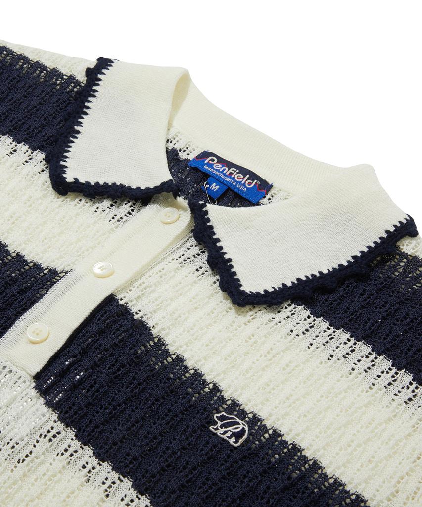 PENFIELD Striped Lace Collar Knit White_Fs2Nt01F