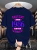 Unisexs Awesome Since 1986 Limited Edition Graphic Tee Retro Birthday Text Print O Neck Short Sleeve Cotton Casual Tops For Unisex