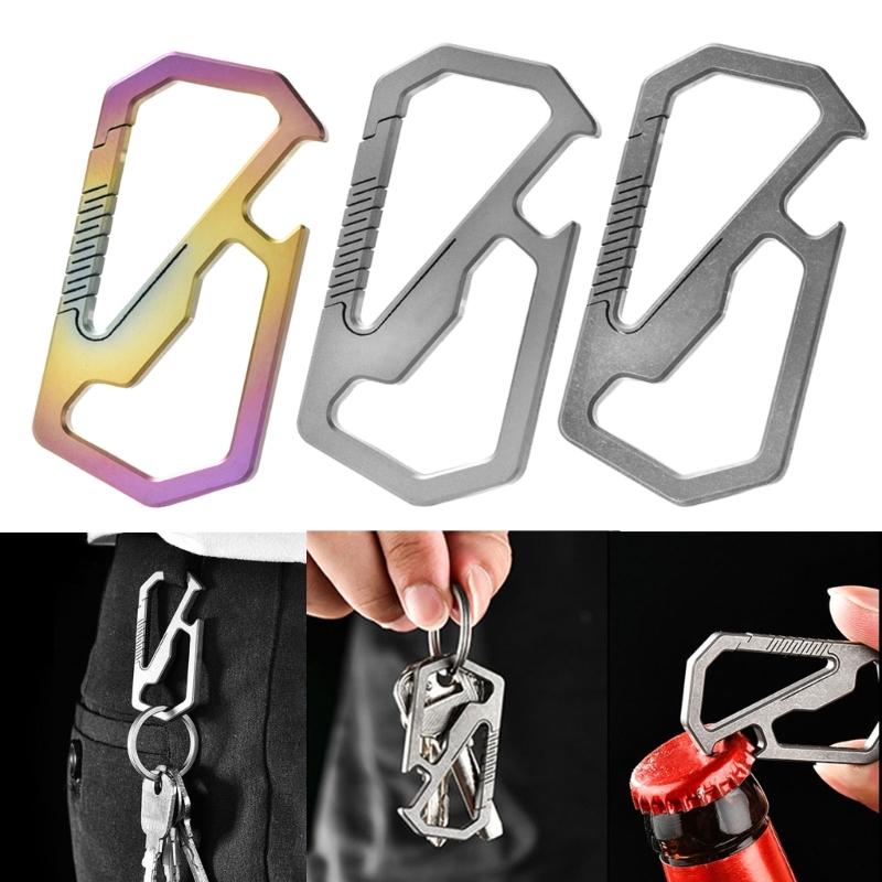 Titaniums Alloy Keychains Clip Waist Hanging Keychain Buckles with Bottle Opener Pocket Outdoor Tool Key Holder