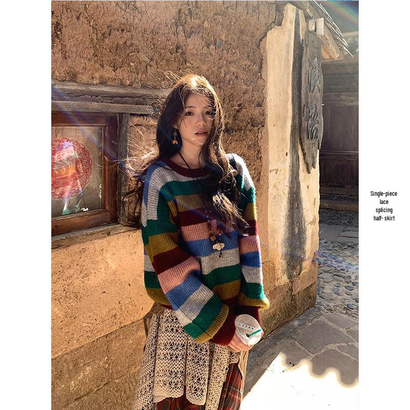 

2026 Autumn & Winter Women s Travel Set: Stylish Sweater & Long Skirt L