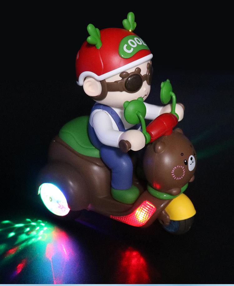 Cute Bear Stunt Tricycle: 360° Rotating Electric Toy with Lights & Music for Children Ages 1-3
