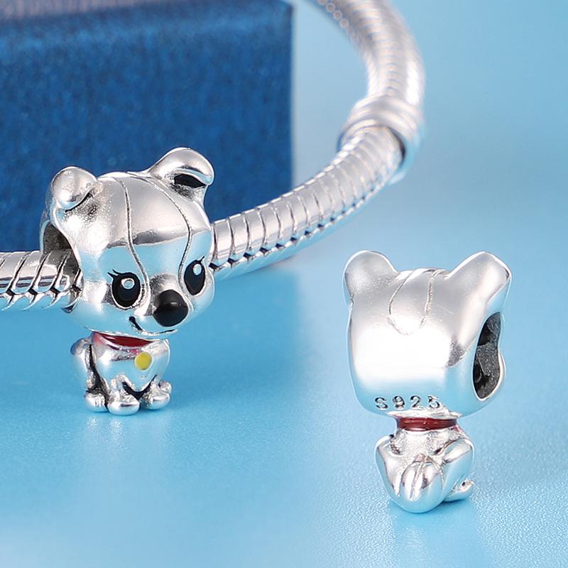 Original Charms Copper Cute Puppy Charms Beads Fit 3Mm Original Bracelet Women Diy Jewelry Gifts Making