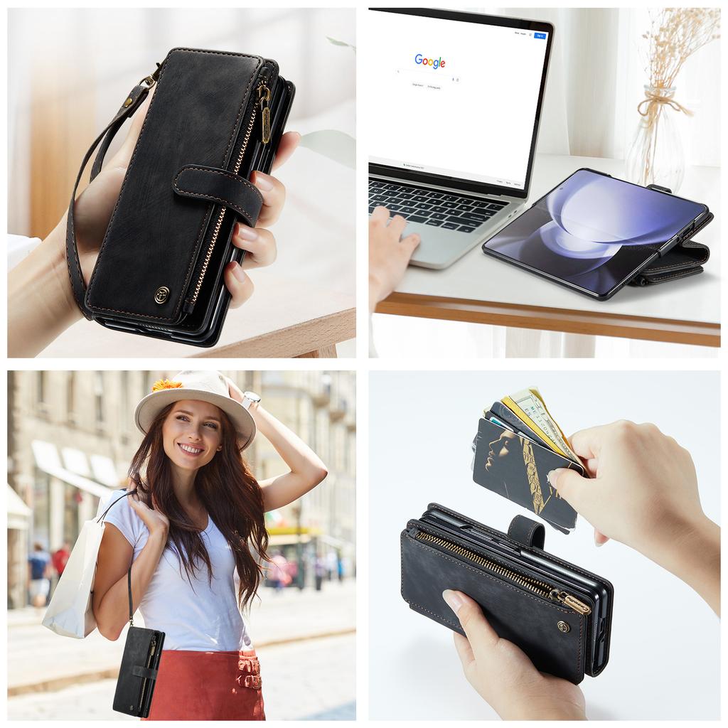 Suitable for Samsung Z Fold5 phone case, S23FE multifunctional card slot phone leather case, A34 flip cover protective case