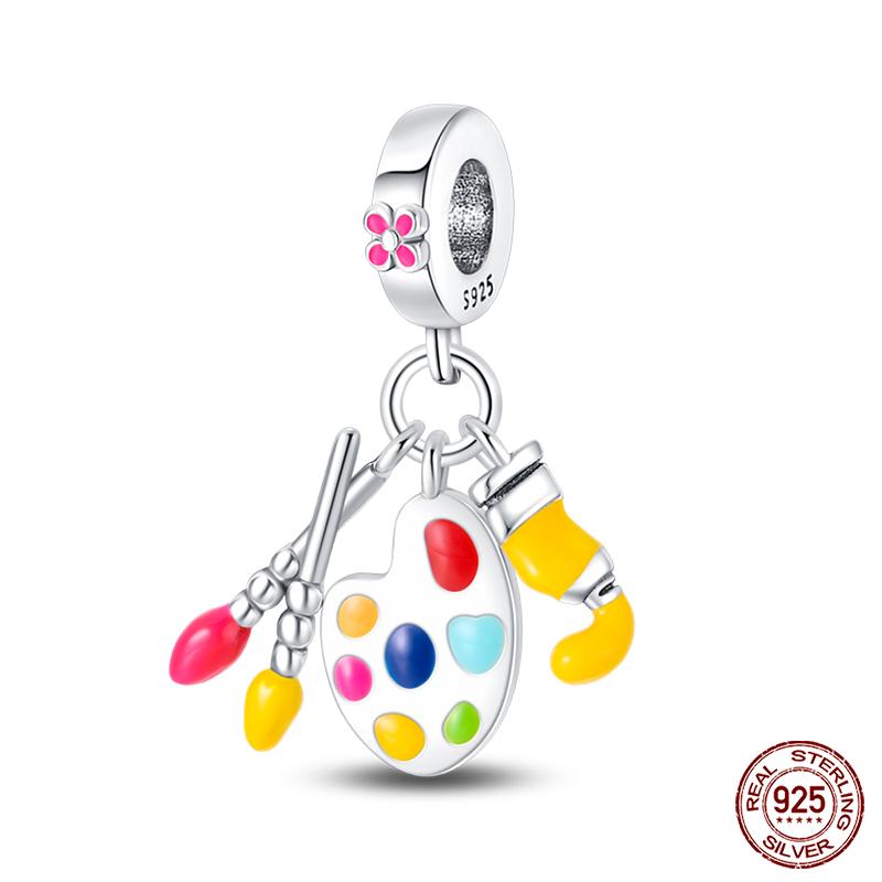 Copper Artist Brush Tools Color Palette Oil Painting Charms Beads Fit Qikaola Original Bracelets Diy Jewelry Gifts