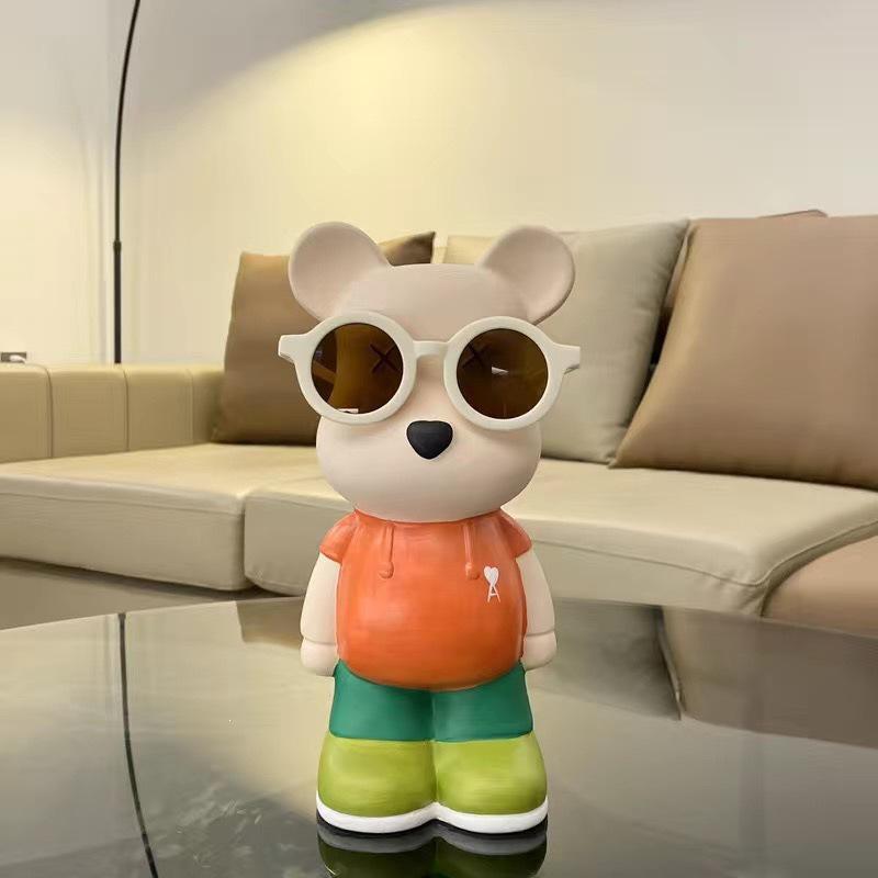 Cartoon Bear Piggy Bank: Creative Modern Ceramic Ornament for Living Room