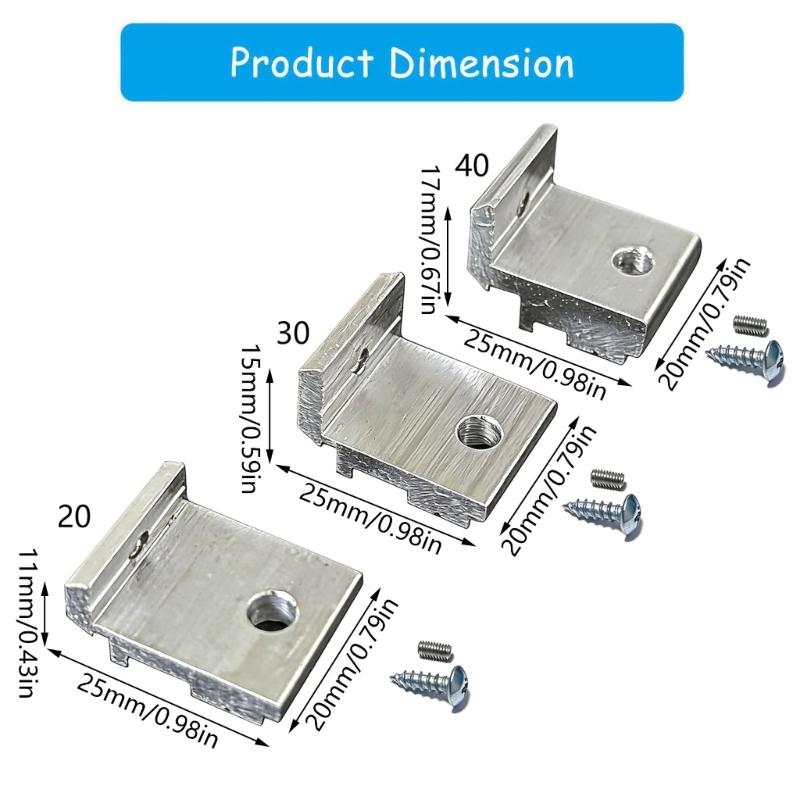 Rustproof Aluminum Side Panel Bracket Support Set With Screws For 2020 3030 4040 Extrusion Frame Industrial DIY Projects