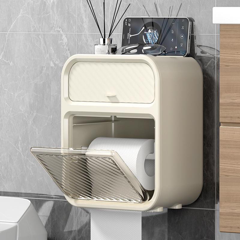 Punch-Free Waterproof Wall-Mounted Tissue Dispenser Rack