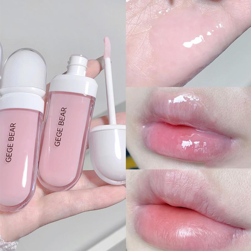 

Прозрачный блеск для губ, масло для губ, основа для увеличения объема губ, увлажняющий увлажняющий уход за губами, жидкий бальзам для губ, макияж губ, желейная глазурь розовый