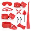 BDSM Bondage Bundle Set Leather Plush Blindfold Handcuffs Whip Nipple Clip Adult Sex Toys Women Erotic Restraint Game Kit