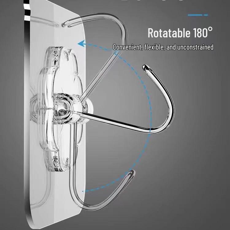 Strong Adhesive Hooks - No-Drill, Stainless Steel, No-Trace, Transparent Hooks for Kitchen/Bathroom Doors