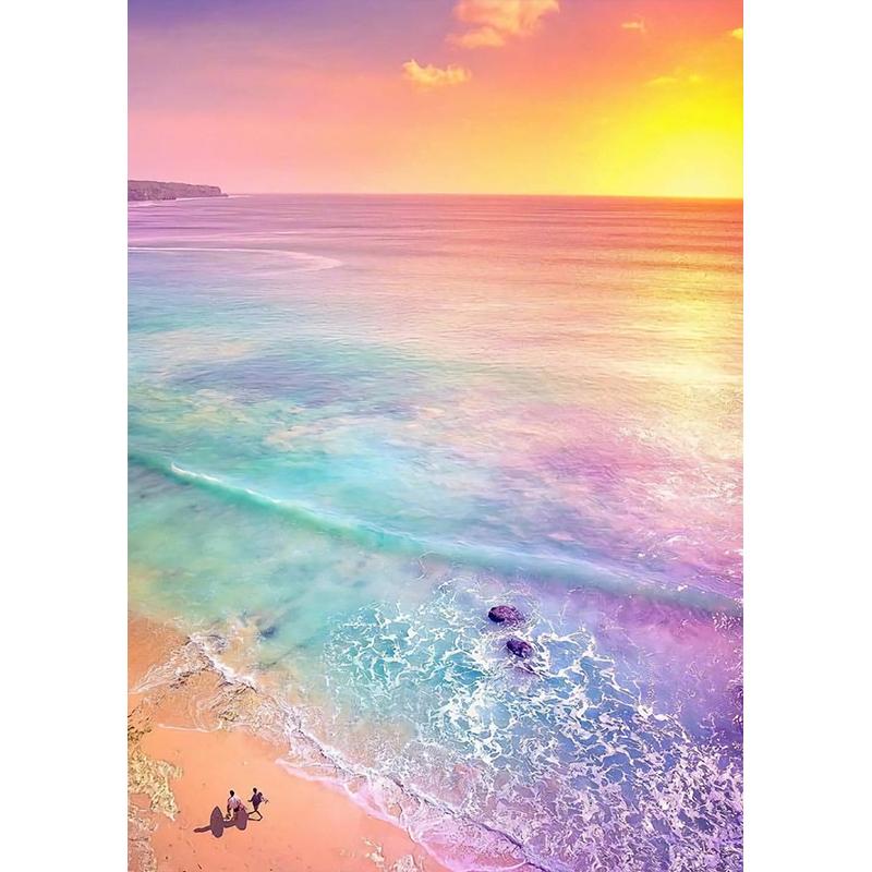 Vollständiger runder Diamant Strandlandschaft 5D DIY Diamantmalerei Diamantstickerei Heimdekor Geschenk Kreuzstich Mosaik