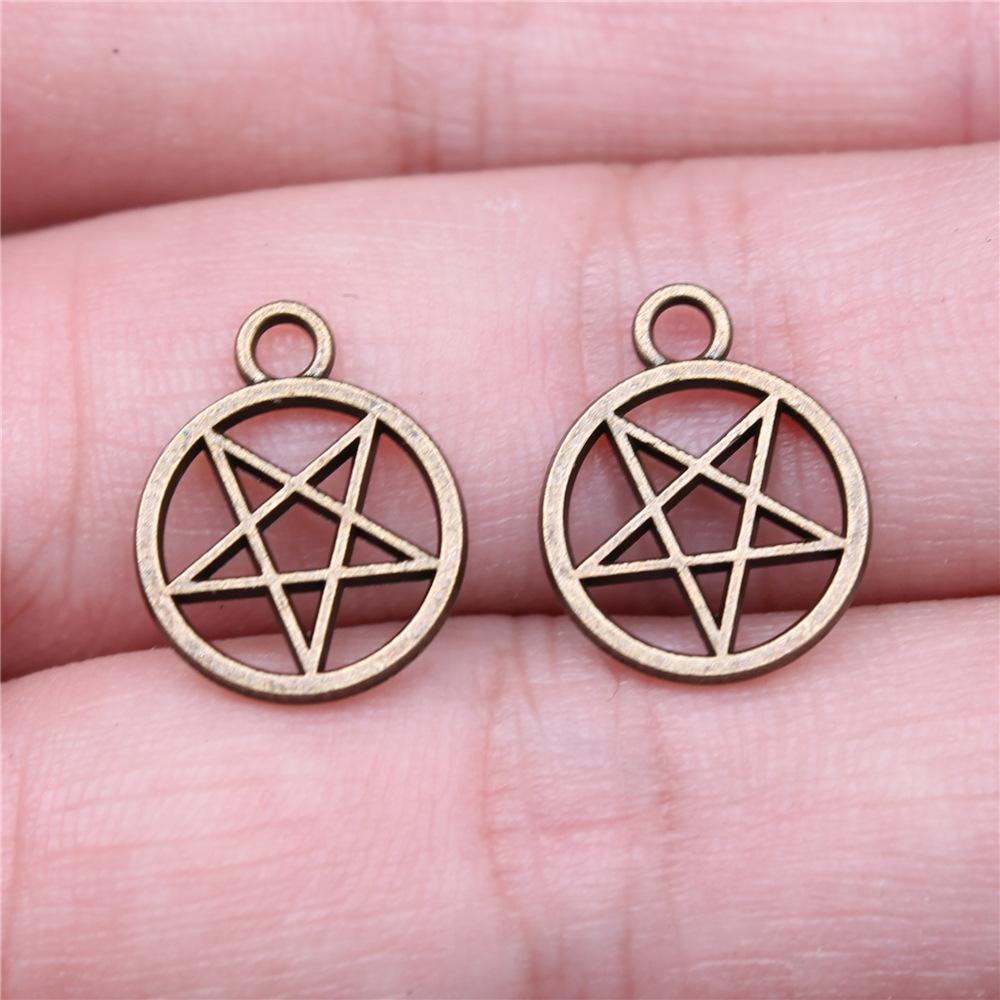 20pcs Charms Hollow Pentagram Star Antique Bronze Silver Color Pendants Antique Jewelry Making DIY Handmade Craft