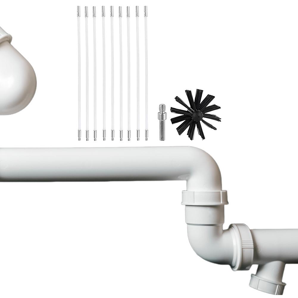 Chimney Brush Set with Long Handle Rods Dryer Vent Cleaner Kit 100/150mm Brush Head Fireplace Inner Wall Cleaning Tools