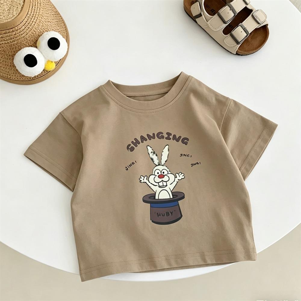Short Sleeve Tops For Child Loose Casual Clothes 1-7Age Kids Simple Versatile Base Shirt Cute Printed T Shirt Children Clothes