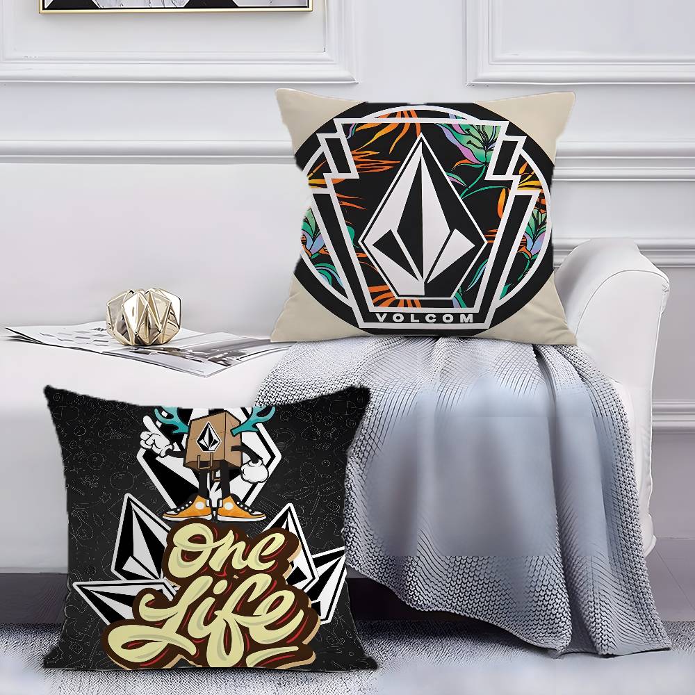 Extreme Sports Stone Volcom-V Pillow Case Anti-dustmite Pillowcase Invisible Zipper Silky Short Plush Sofa Cushion Cover
