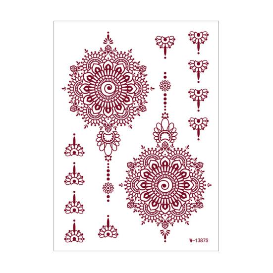 Nostalgie Red Henna Tattoo Kit, Waterproof Tattoos Stickers, Temporary Stickers for Women Wedding Party Festival Decorations