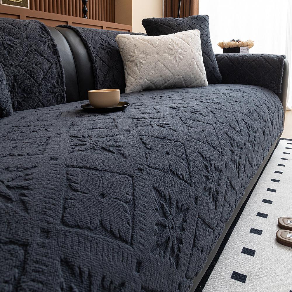 Xingyueshu Cotton Velvet Leather Sofa Cushion Winter Light Luxury High-End Plush Seat Cushion New Sofa Cover Cover Cloth