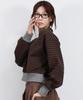 Deumakeu Stripe Crop Sweatshirt -Burgundy