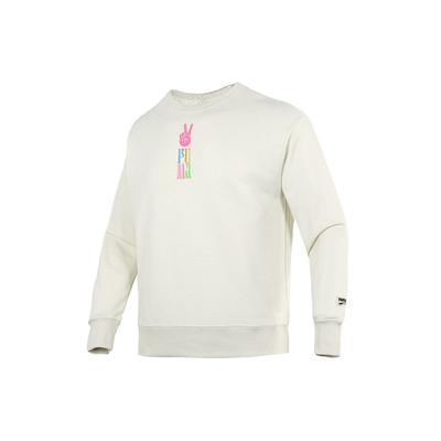 Fun Logo Print Knit Sweatshirt Men Tops Cream 533037-73