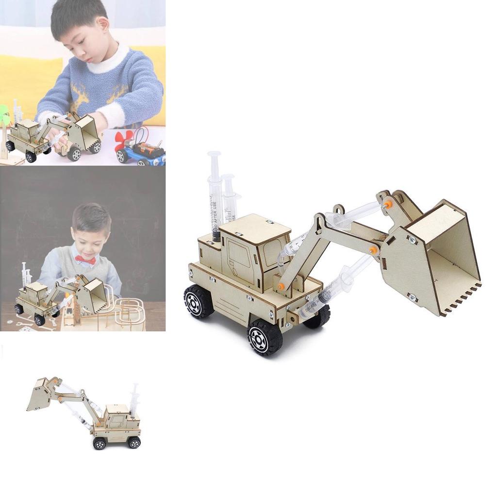 Hydraulic Excavator Material Kit For Elementary School Steam Science Diy Large Children Wooden Building Set