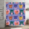 Adorable Bear Pattern Shower Curtain for Bathroom Decor Bright Colors Pink Blue Green Yellow Purple Waterproof Polyester Fabric