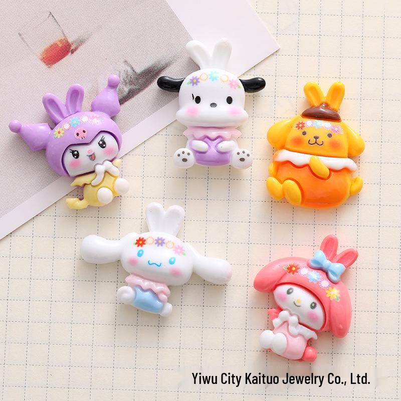 Glossy Cartoon Sanrio Resin Accessories for Phone Cases, Hair Clips, and Storage Boxes
