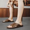 Fashion Handmade Leather Slippers for Men 2025 New Beach Summer Walking Shoes Slip on Light Male Flats Men Flip-flops Outdoor Half Drag