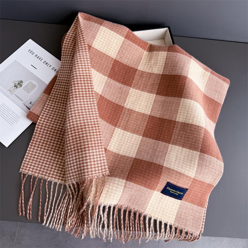 NEW Luxury Cashmere Women Plaid Scarf Winter Warm Shawl and Wrap Bandana Pashmina Long Tassel Female Foulard Thick Blanket