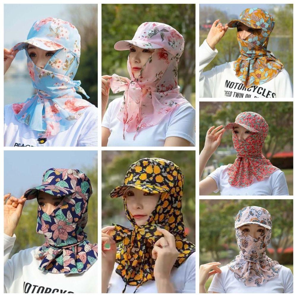 Portable Picking Tea Hat Flower Neck Protection Hat Anti-UV Sunshade Shawl Cap  Women