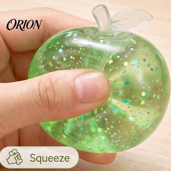 Relaxing Desk Toys for Office Maltose Glitter Apple Squeeze Stress Ball, Soft TPR Slow Rising Fidget Elastic Pinchable Sensory Toy Anxiety Relief,