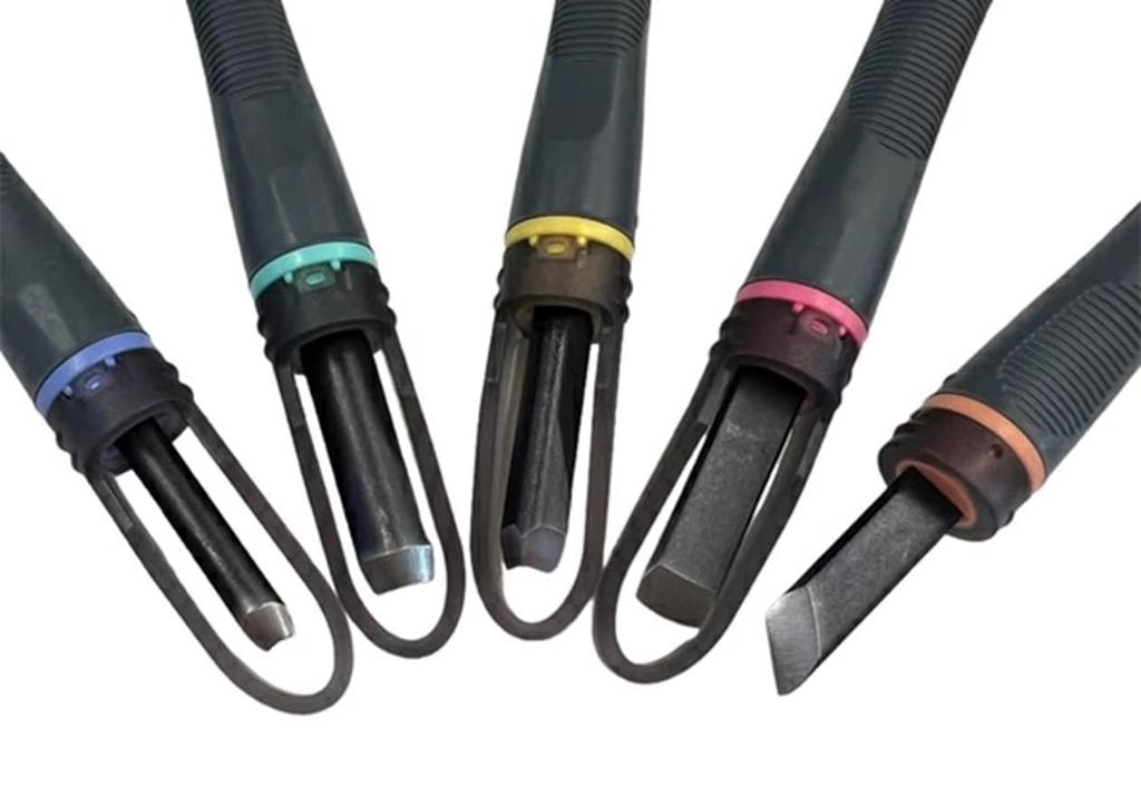 Yoshiharu Cutlery Yoshiharu Carving Chisels with Safety Steel Rubber Set Guard, Blades, Grips, 5-Piece GX-NEO