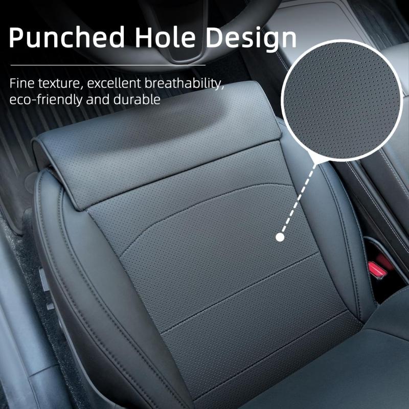 All-inclusive Autositzbezug für Tesla Model Y Juniper/Model 3 Highland PU-Leder Autositzpolster und Verlängerung Beinpolster
