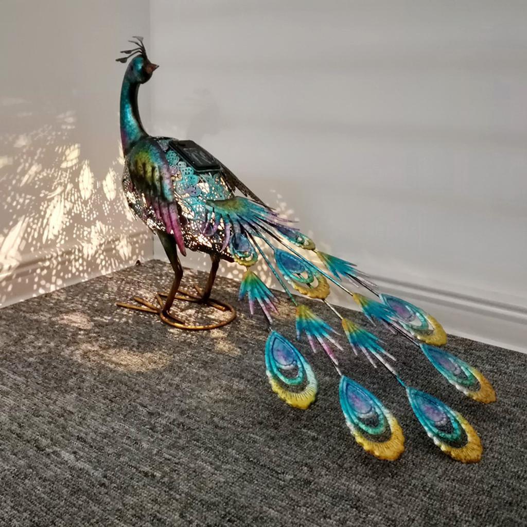 Solar Peacock Statue Light Waterproof Decorative Iron Outdoor Peacock Light for Pathway Patio