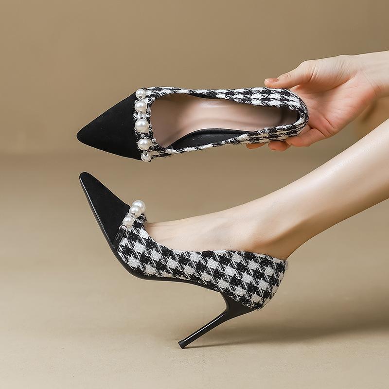 

Qiandongge Mao Mao high heels for women s new autumn and winter thin heels versatile professional temperament socialite pointed single shoes for women 41