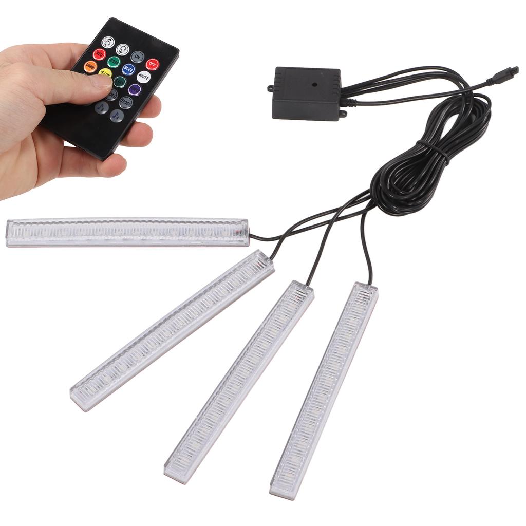 Interior Car Ambient Light 4 Lines Multifunction Microphone Universal Colorful Car Sole LED Lamp
