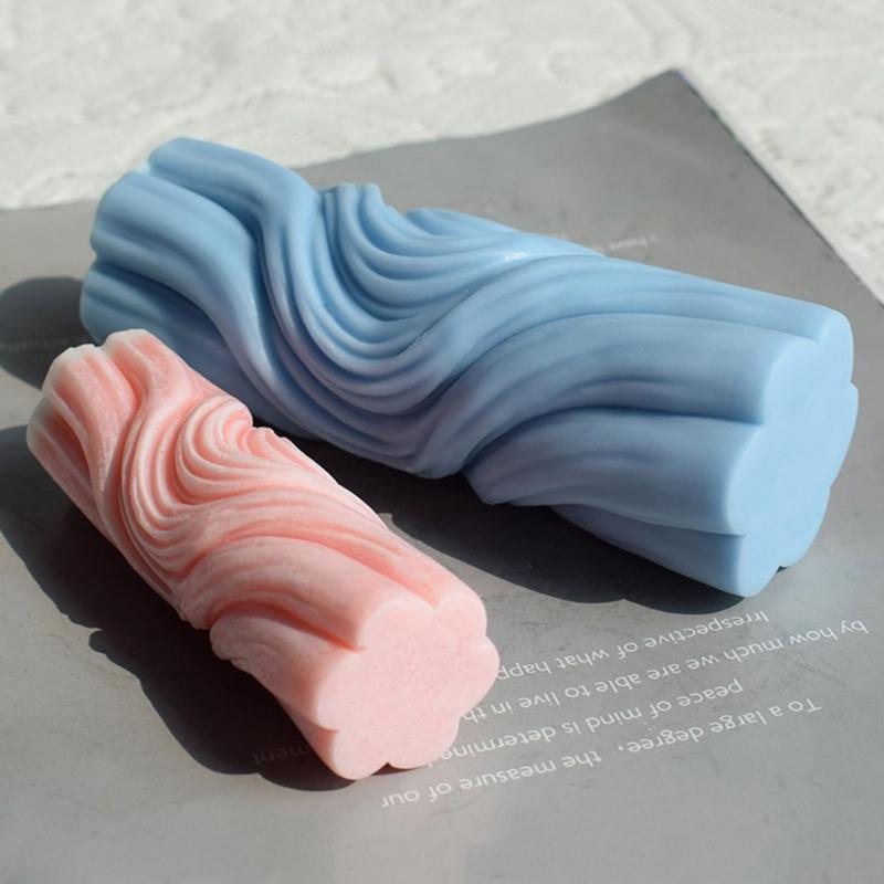 Silicone Candle Mold for Home Decorations Waxes Mold Water Ripple Cylindrical Candle Making DIY Aromatherapy Candle Art