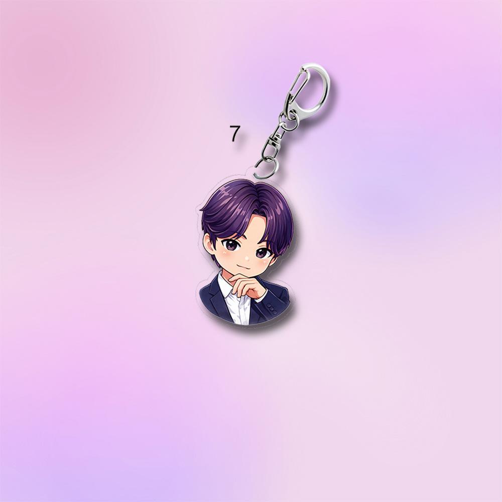 7 Stück BTS Niedliches Anime Anzug Cartoon Acryl Schlüsselanhänger, Bangtan Boys Cartoon Figur Schlüsselanhänger, Kpop ARMY Taschenzubehör