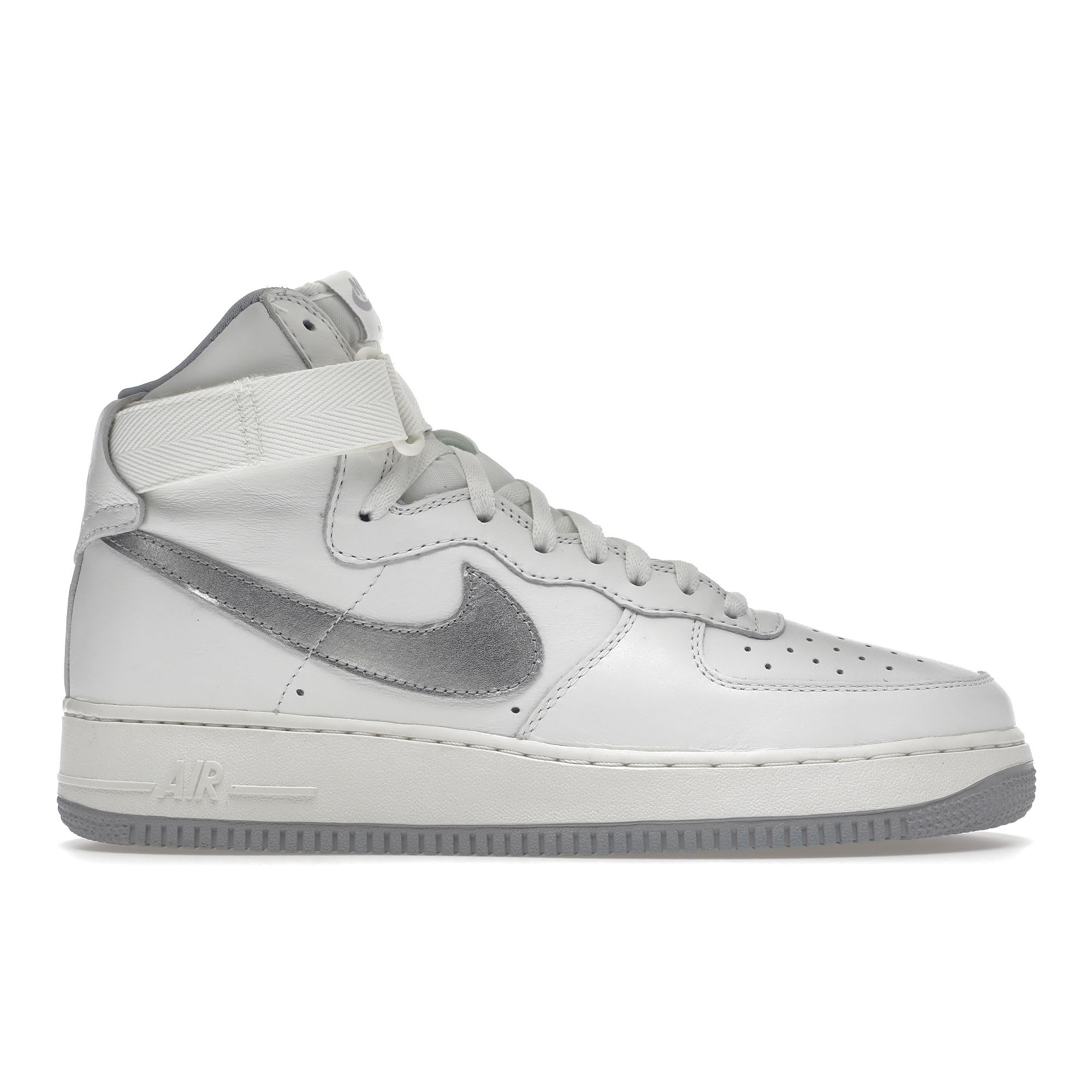 

Nike Air Force 1 High Retro QS White Silver Мужские кроссовки Summit-White Wolf-Grey 743546-101