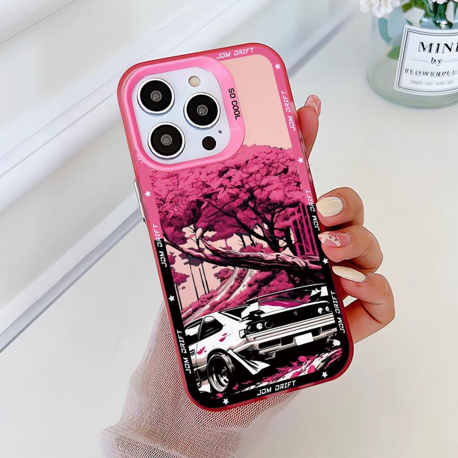 Soft Shell Case for iPhone 16e 11 12 13 Pro Max 14 15 16 Plus Japanese JDM Drift Car