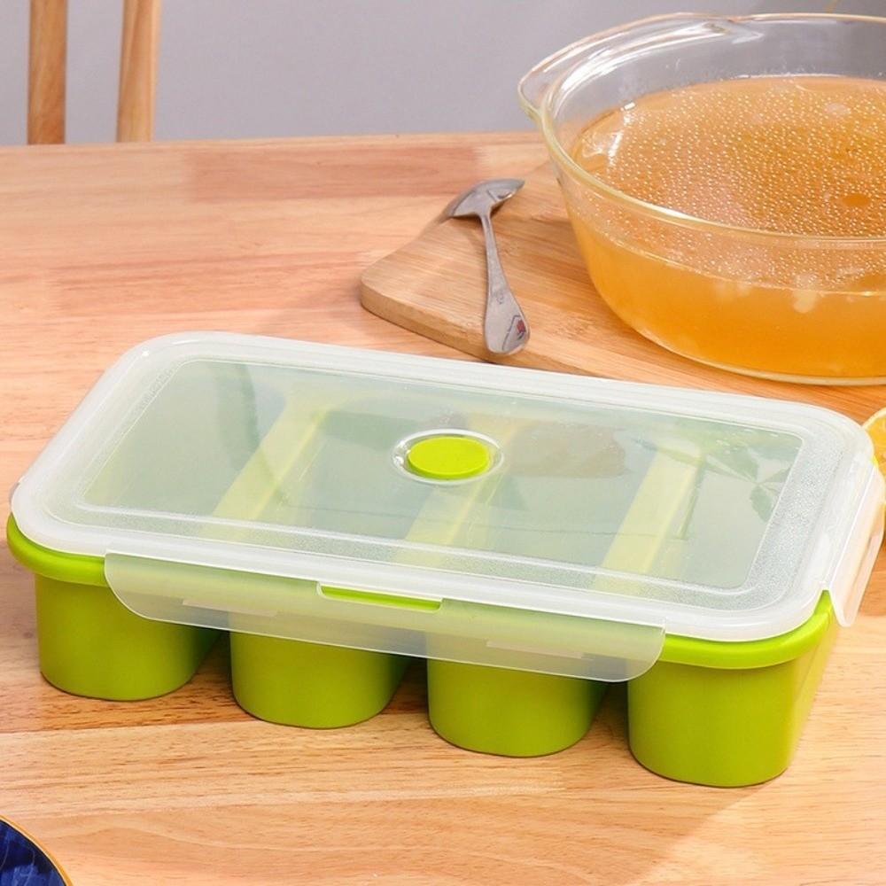 4-Grid Soup Ice Cube Molds Silicone Food Meal Molds Durable Freezer Soup Tray Meal Prepping