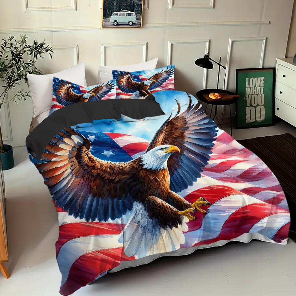 Flag Eagle Pattern 3d Printed Bedding Set Wildlife theme Quilt Cover Luxury Home Textile Soft Comfortable Duvet Cover Pillowcase
