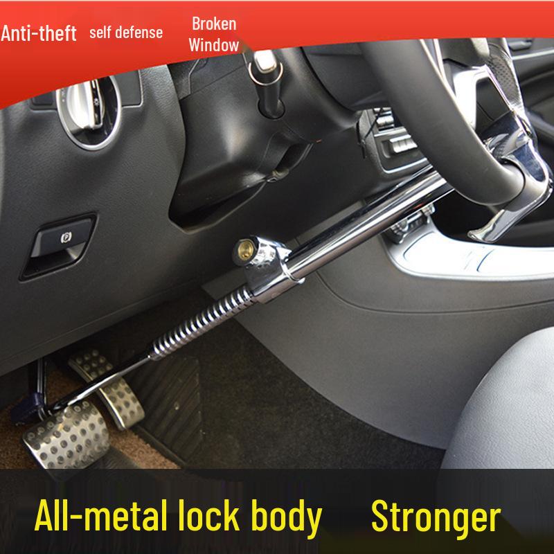 Steering Wheel & Throttle/Clutch Lock: Three-Section Double Hook Lock for Trucks & Buses.