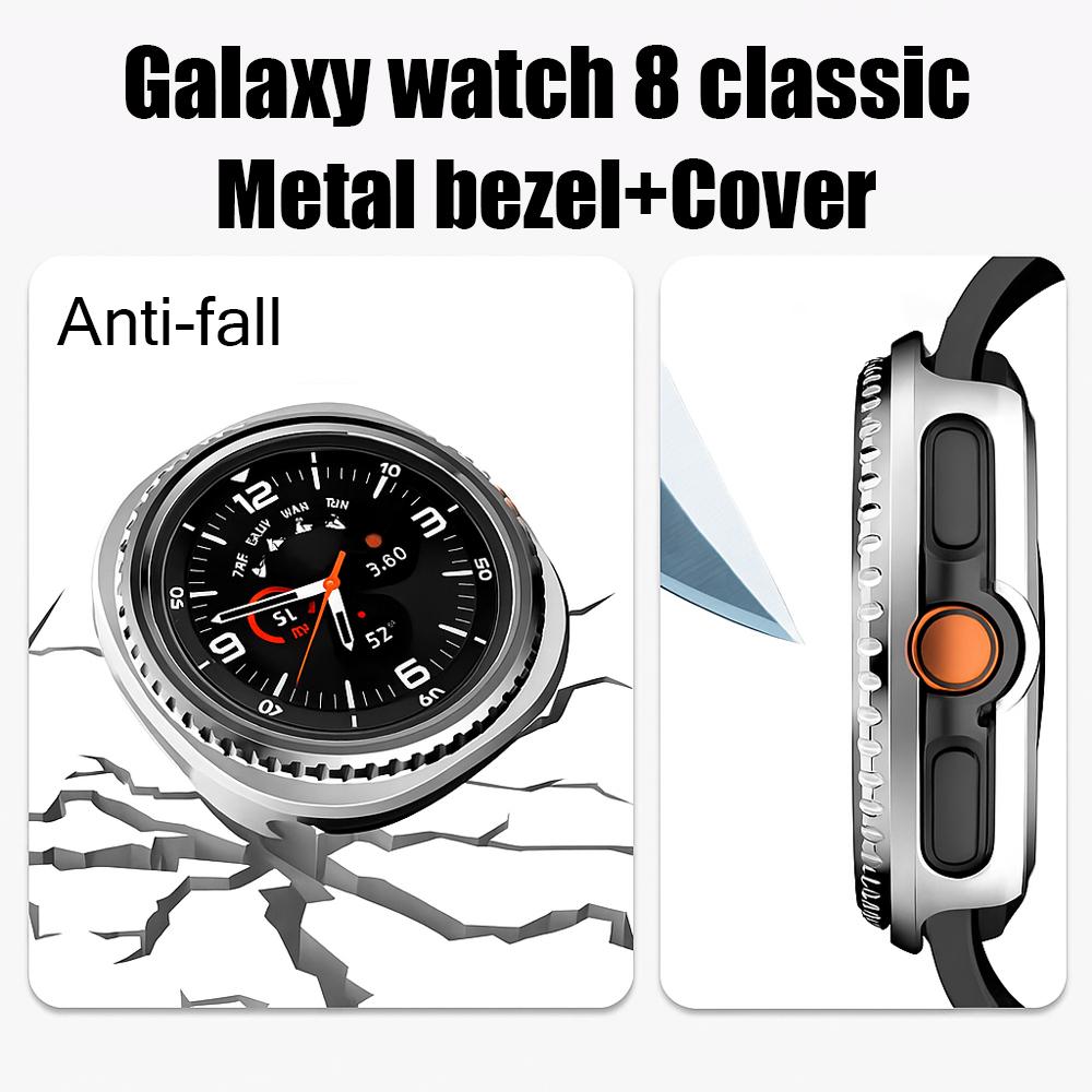 Bezel Ring+Cover for Samsung Galaxy Watch 8 Classic 46mm Protector Hard PC Bumper Shell Galaxy Watch8 Classic Case Protective
