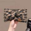 High Elasticity Leopard Print Headband Soft Turban Headwrap Knitted Headcover  Winter Season