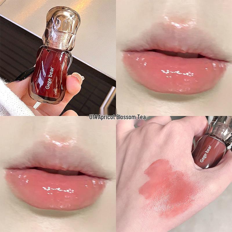 Gegebear Crystal Water Light Lip Glaze: Moisturizing, Mirror Finish, Age-Reducing, Plumping Lip Gloss for Autumn/Winter. 5ml