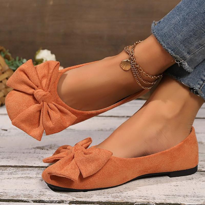 Fashion Lightweight Plus Size 36-43 Flats Shoes Women Faux Suede Non Slip Shoes Woman 2025 Solid Color Bowknot Casual Shoes Ladies