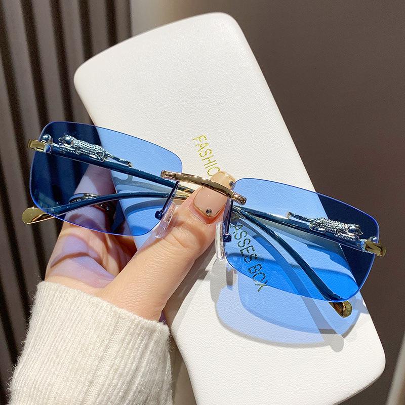 Custom Fashion Small Frame Hip Hop Sunglasses: High-End Men's & Women's Rimless Street Style Instagram Influencer Glasses