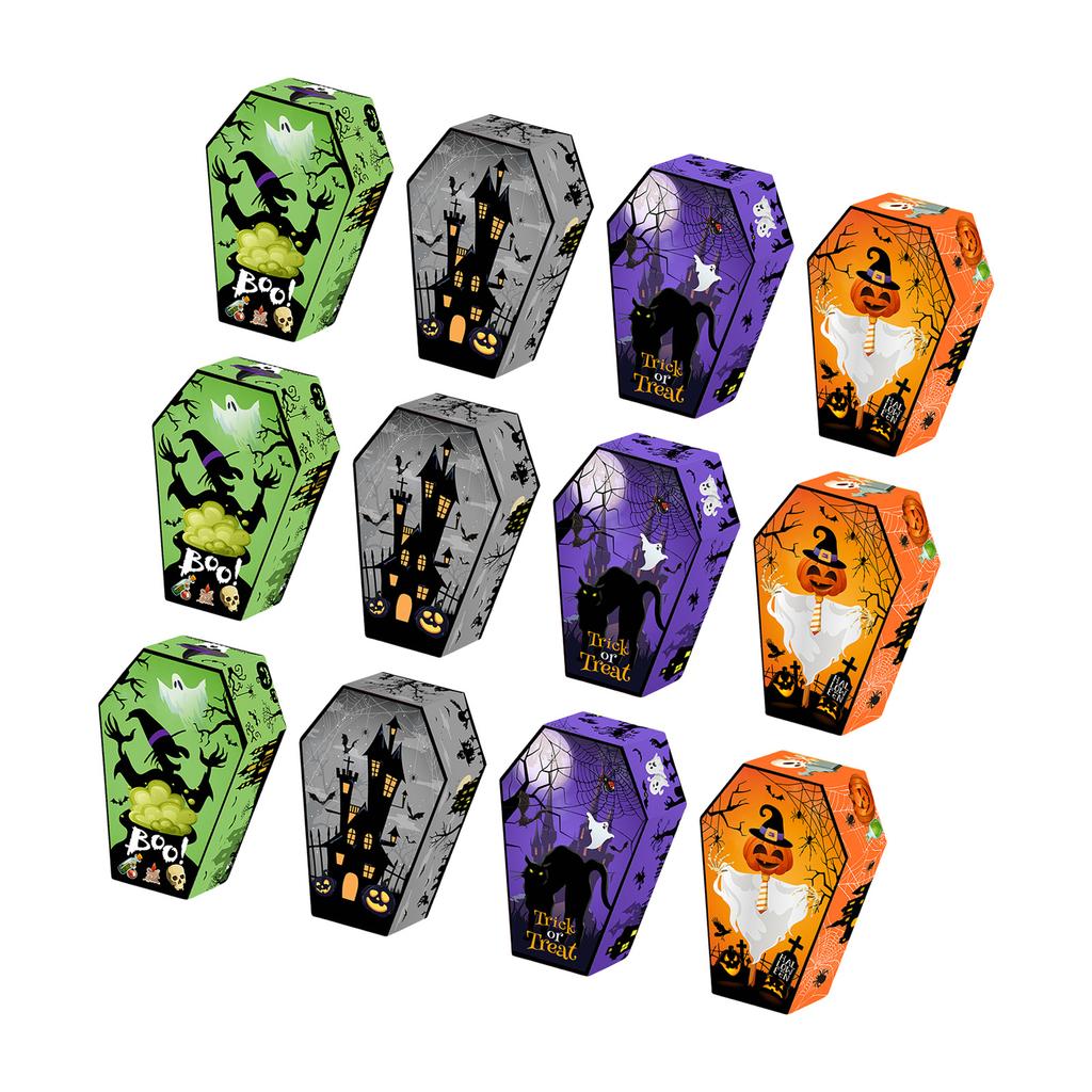 12Pcs Halloween Tombstone Gift Boxes 250GSM Cardstock Treat Box Cookie Candy Packaging Boxes for Festival Celebration