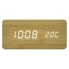 Wooden Digital Alarm Clock with Wireless Charging, 3 Alarms LED Display Sound Control for Bedroom Bedside  