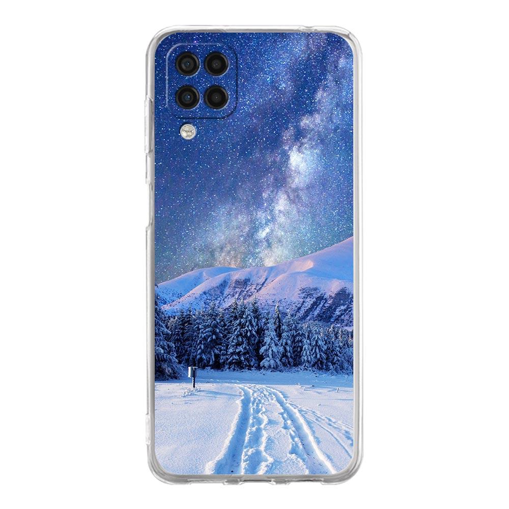 Clear Phone Case for Samsung Galaxy A13 A51 A71 A21S A12 A11 A31 A52 A41 A23 A53 A73 A32 5G A03S Cover Snowy Mountain Christmas